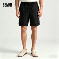 Semir Black Work Shorts Men 2025 New Summer Loose Sport Straight-Leg Mid-Length Pants Moisture Wicking for Casual Wear