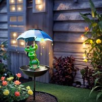 Solar Powered Frog Statue Lights with LED String Lights Outdoor Hummingbird Bird Feeder for Yard Pathway Garden Decor Lawn Lamp