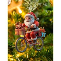 AliExpress NONE 2d Acrylic Winter Decorative Hanging Cartoon Santa Claus Bicycle Gifts Christmas Pendants Christmas Tree Decoration