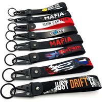 JDM Style Keychain Nylon Strap Keyring Steel Spring Clip Auto Modification Culture Key Tags Auto Parts Car Motorcycle Accessory