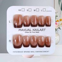 10Pcs French Style Wine Red Edge Splicing Press on Nails Trend All-match Temperament Detachable Macaron Patch False Nails Art