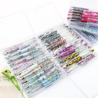 Sunrony 10Pcs/Box Printed Ballpoint Beadable Plastic Pen Black ink DIY Personality Pen School Office Writing Supplies Stationery