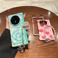 Case For Honor Magic V5 V3 DIY Oil painting Cat Flowers Creative Axis Hinge Pendant Shockproof Hard Mobile Phone Case Cover