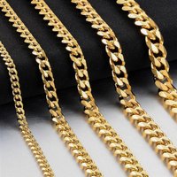 5/7MM Unisex Width Punk Hip Hop Cuban Stainless Steel Chains Gold Color Necklace Stacking Choker Chain Fine Jewelry