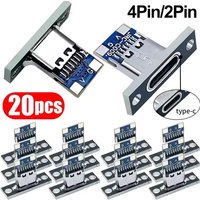 USB 3.1 Type C Socket with Screw Fixing Plate Type-C USB Jack 3.1 Type-C 4Pin 2Pin Female Connector Jack Charging Port