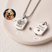 Stainless Steel Square Urn Necklace for Pet Ashes Custom Pet Photo Cat/ Dog Tag Cremation Jewelry Memorial Urn for Pet Loss Gift