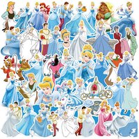 10/30/50PCS Disney Cinderella Anime Princess Cartoon Sticker DIY Laptop Luggage Skateboard Graffiti Decals Fun for Kid Toy
