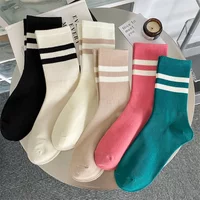 Women Socks Japanese Fashion Autumn New Novelty Candy Color Sports Crew Socks For Girls Preppy Style Striped Socks Casual