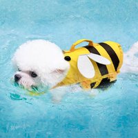 Cat Life Vest Little Bee Pet Dog Life Jacket Soft Adjustable Dog Swimming Clothes Breathable Summer Swimwear Clothes Outdoor