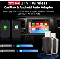 2025 NEW Mini 2in1 Wireless Adapter CarPlay & Android Auto in One Plug&Play 5G WiFi Bluetooth USB Auto Reconnec Keep OEM Control