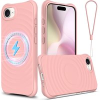 Official for Magsafe Wavy Liquid Silicone Case for IPhone 17E 16E Anti-loss Soft Strap Lanyard Magnetic Wireless Charger Cover