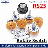 1pcs RS25 Band switch 1P11T 2P4T 2P5T 2P6T 3P3T 3P4T 4P3T Mount Rotary Switch Selector Band Pole Position Knob Switchs MF-A03