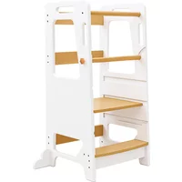 Wooden Montessori Learning Tower, Adjustable Kids Kitchen Step Stool with Safety Rail, Toddler Standing Tower for Kitchen Counter