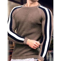 Trendy Men Sweater Color Block Dressing Super Soft Windproof Knitting Sweater