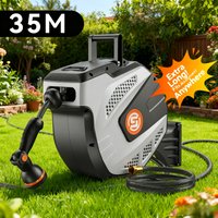 qwRetractable Garden Hose Reel - 15/25m, Wall-Mounted Auto Rewind System, 180° Swivel Brackete
