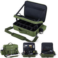Goture Water-Resistant 600D PVC Fishing Tackle Bag with Rod Straps & Removable Dividers,, Water Bottle Pocket, for Coarse, Sea