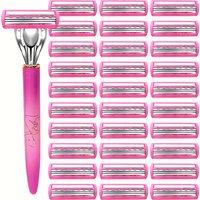 Women's Body Hair Bikini 3-layer Safety Razor Blade, Stainless Steel Safety Hair Removal, Hair Removal Razor Replaceable Head