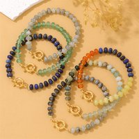 4X6MM Natural Rondelle Stone Beads Bracelet Gold Color OT Button Charms Bracelets for Women Female Bracelet Bangle Jewelry Gifts