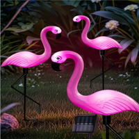 3Pcs Solar Powered Flamingo Ground Stake Lights, Waterproof Outdoor Garden Pathway Decorative Night Lights for Yard Patio Lawn