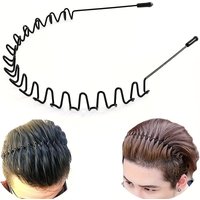 2pcs Metal Hairbands – Wavy Spring Design, Elastic Non-Slip, for Men & Women, Everyday Outdoor