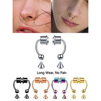 2Pcs or 5Pcs Magnet Nose Ring Stainless Steel Horseshoe Ring Nose Clip Non-pierced Nose Hoop Magnetic Nose Nail piercing nariz