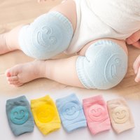 Baby Crawling Knee Socks Multi Color Smiley Breathable Non Slip Cushioned For Infant Crawling Walking Floor Play