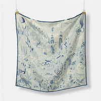 Luxury Brand Square Scarves Jungle Castle Animal Printed Twill Silk Women Scarf Bandana Luxury Headband Hijabs Neckerchief 53cm
