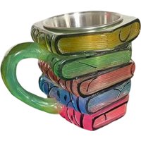 Painted Book Mug Novelty 3D Painted Books Coffee Mug Tea Cup Collection Gifts for Literature Lovers