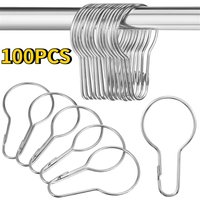 100/4pcs Shower Curtain Hooks Glide Roller Rustproof Bathroom Shower Rod Hanging Rings Gourd Shaped Curtain Buckles