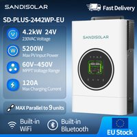 SANDISOLAR 4.2KW 24V Solarny Inwerter Hybrydowy Paralelny, Obsługa 9 Jednostek, Maksymalna Moc Wejściowa PV 5200W, Wbudowane WiFi, Aplikacja AI do Systemów Energetycznych