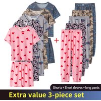 3 Piece Children's Summer Short-sleeved Pants And Shorts Three-piece Boy And Girl Comfortable Thin Air-conditioned Pajamas Set