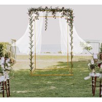 Large Square Arch Stand, 44"x23"x70" Gold Metal Geometric Wedding Arch Free Standing for Birthday Party Garden Decor, Weddings