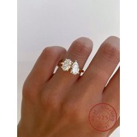 925 Sterling Silver Simple Classic Zircon Pear Shaped Oval Ring For Women Engagement Wedding Luxury High Quality Fine Jewelry