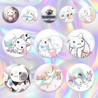 Kyubey Puella Magi Madoka Magica 75mm 44mm 25mm Accessories Toys Badge Brooch Backpack Hat Pins