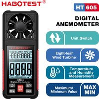 HABOTEST HT605 Digital Anemometer Portable Wind Speed Meter Windmeter LCD Backlight Display Temperature Humidity Meter