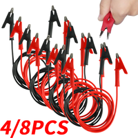 8Pcs 1M Alligator Clip Banana Plug Test Cable Lead Connector Dual Probe Crocodile Clip For Multimeter Test Lead Cable Equipment