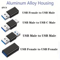 4pcs USB 3.0 apters kit, USB 3.0 Female to Female and Male to Male and Female to Male,USB Male to USB C Male, high Speed Convert