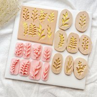 8pcs Pressed Leaf Texture Soft Clay Molds Handmade Gifts Hairpins Accessories Pendants Clay And Other Texture Molds DIY Creative