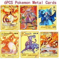 Pokémon Vmax Pokemon Cards Vstar GX V English Metal Card Anime Charizard Mewtwo Blastoise Shiny Letters Game Collection Card Toy