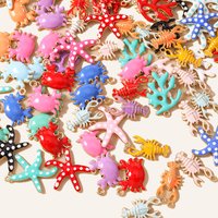 10pcs Lovely Cartoon Marine Organism Pendant Cute Crab Coral Lobster Starfish Charms for Diy Earring Necklace Jewelry Making