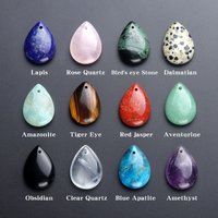 10pcs Natural Crystal Stone Water Drop Pendant Hole Amethyst Rose Pink Quartz Labradorite Bead Charms Diy Necklace Jewelry