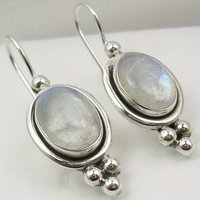 Vintage Imitation Agate Moonstone Earrings For Women Silver Color Pendant Earrings Accessories Jewelry Gifts