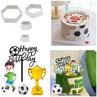 Cake Decor Soccer-Themed Kit Hexagonal Cutting Tools Baking Inserts for Children's Sports Birthday Party Table Decorations
