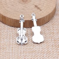 20pcs 31x11mm(1.22x0.43inch) Antique Silver Color Violin Charms Pendants DIY Jewelry Making Accessories