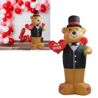 Inflatable Teddy Bear 210T Polyester Fiber 185CM IP44 Waterproof with LED Powerful Blower Blow Up Bear for Valentine's Day Decor