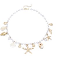 Summer Trend Women's Imitation Pearl Starfish Conch Shell Jewelry New Bohemian Beach Shell Necklace Bracelet