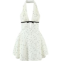 YENKYE French Style Sexy Spicy Girls Halter Mini Dresses Women Polka Dot Deep V Backless A-line Summer Dress Party Robe