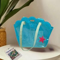 Waterproof Girly PVC Tote Bag; Korean Fashion Transparent Blue Shell Shoulder Accessory
