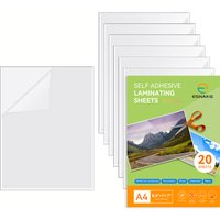 A4 Size: 8.3x11.7 Inch -20 Sheets Clear Holographic Sticker Paper Clear Overlay Cold Laminating Film Self Adhesive Vinyl Sheets