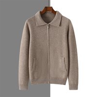 Herren-Pullover aus 100 % Merinowolle, verdickt, Polokragen, Business-Strickjacke mit Reißverschluss, Herbst-Winter, neue Kaschmirjacke, gestricktes Oberteil